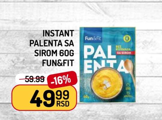 Instant Palenta sa Sirom 60g Fun&Fit