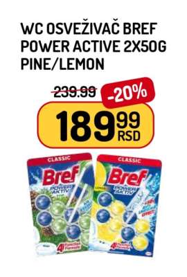 WC osveživač Bref Power Active 2x50g Pine/Lemon