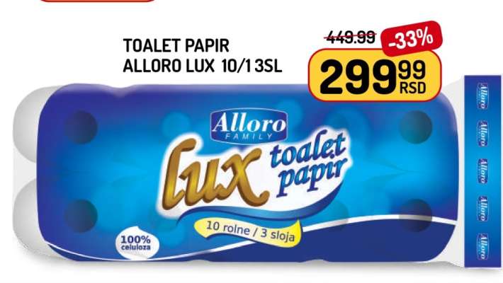 TOALET PAPIR ALLORO LUX 10/1 3sl