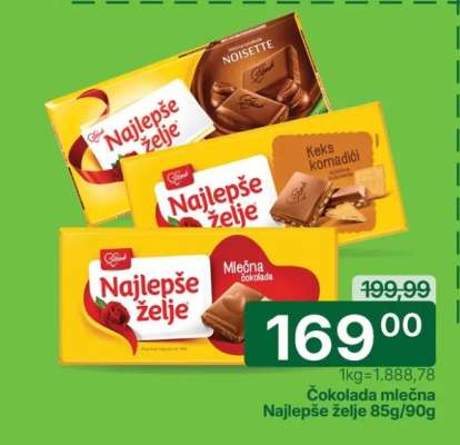 Čokolada mlečna Najlepše želje 85g/90g