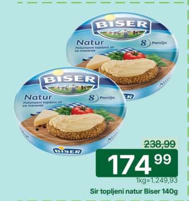 Sir topljeni natur Biser, 140g