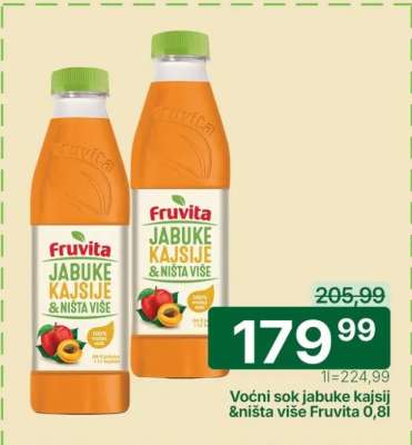 Voćni sok jabuke kajsije & ništa više Fruvita 0,8l