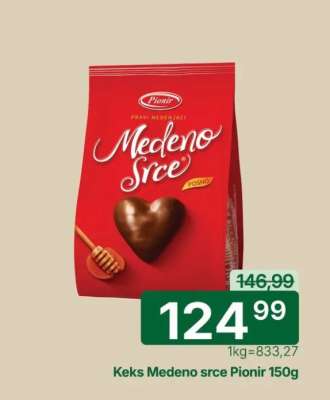 Keks Medeno srce Pionir 150g