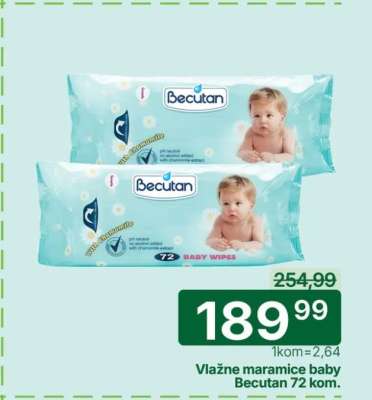 Vlažne maramice baby Becutan 72 kom.