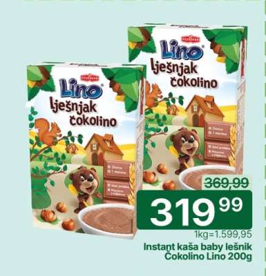 Instant kaša baby lešnik Čokolino Lino 200g