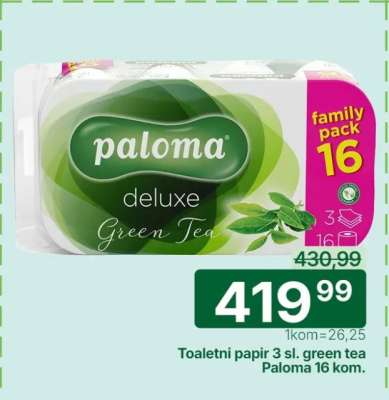 Toaletni papir 3 sl. green tea Paloma 16 kom.