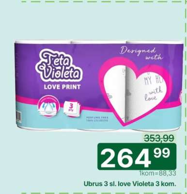 Ubrus 3 sl. love Violeta 3 kom.