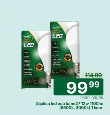 Sijalica led eco lume27 12w 1100lm (6500k, 3000k) 1 kom.