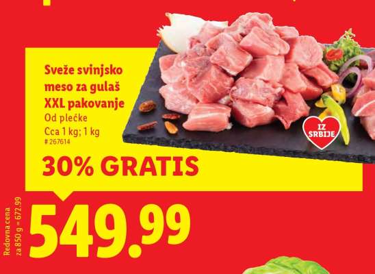 Sveže svinjsko meso za gulaš XXL pakovanje