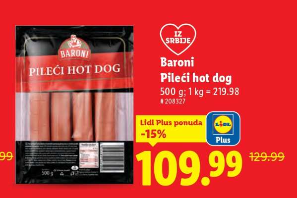 Baroni Pileći hot dog