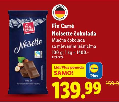 Fin Carré Noisette čokolada