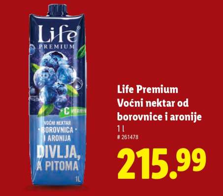 Life Premium Voćni nektar od borovnice i aronije