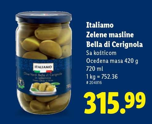 Italiamo Zelene masline Bella di Cerignola