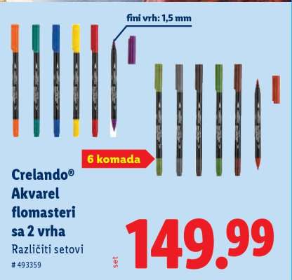 Crelando Akvarel flomasteri sa 2 vrha