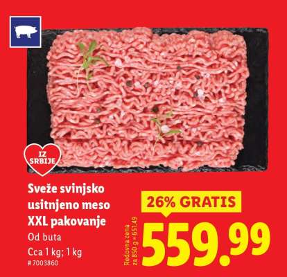 Sveže svinjsko usitnjeno meso XXL pakovanje