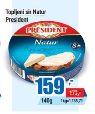 Topljeni sir Natur President