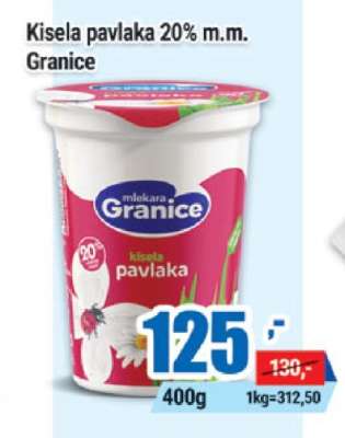 Kisela pavlaka 20% m.m. Granice