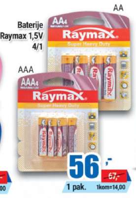 Baterije Raymax 1,5V 4/1