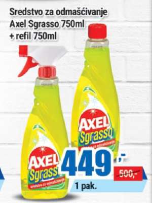 Sredstvo za odmašćivanje Axel Sgrasso 750ml + refil 750ml