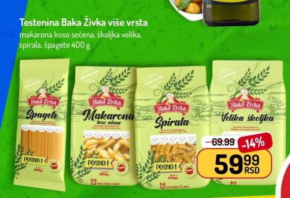 Testenina Baka Živka više vrsta