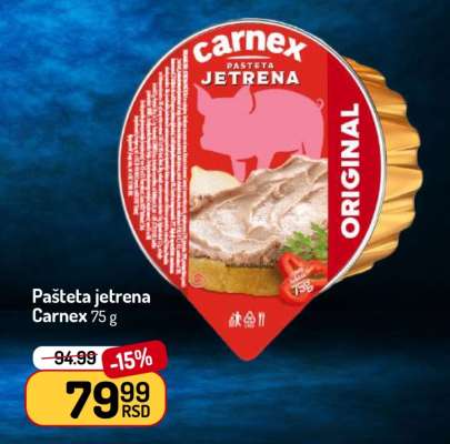 Pašteta jetrena Carnex 75 g