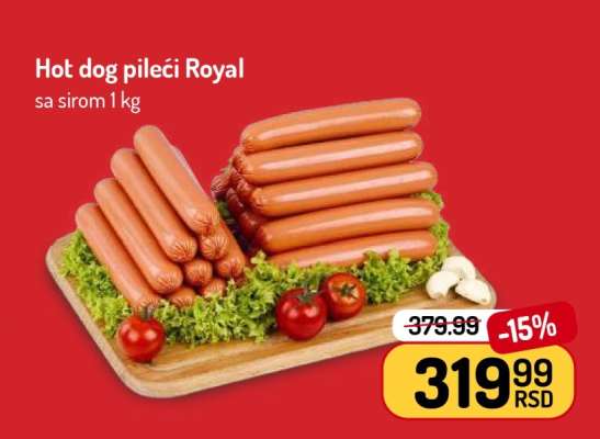 Hot dog pileći Royal sa sirom 1 kg