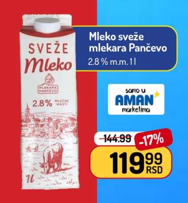 Mleko sveže mlekara Pančevo