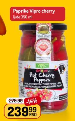 Paprike Vipro cherry ljute 350 ml