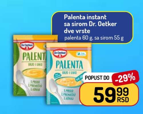 Palenta instant sa sirom Dr. Oetker