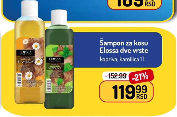 Šampon za kosu Elossa dve vrste
