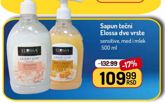 Sapun tečni Elossa dve vrste