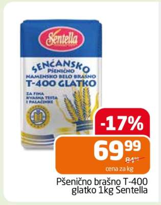 Pšenično brašno T-400 glatko 1kg Sentella