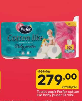 Toalet papir Perfex cotton like baby puder 10 rolni