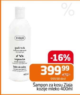 Šampon za kosu Ziaja kozije mleko 400ml
