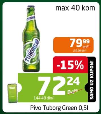 Pivo Tuborg Green 0,5l