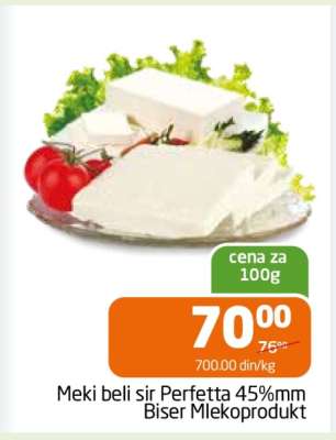 Meki beli sir Perfetta 45%mm Biser Mlekoprodukt