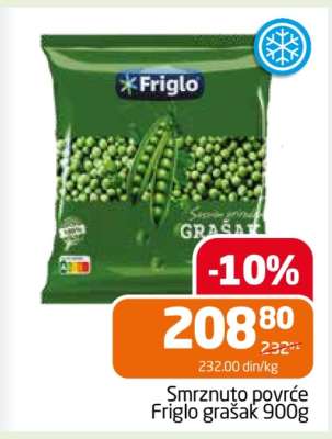 Smrznuto povrće Friglo grašak 900g