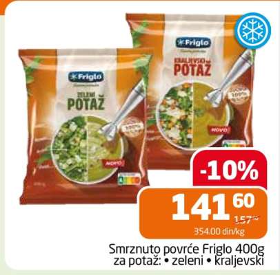 Smrznuto povrće Friglo 400g za potaž: zeleni, kraljevski