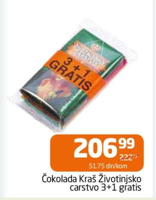 Čokolada Kraš Životinjsko carstvo 3+1 gratis