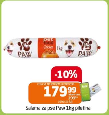 Salama za pse Paw 1kg piletina