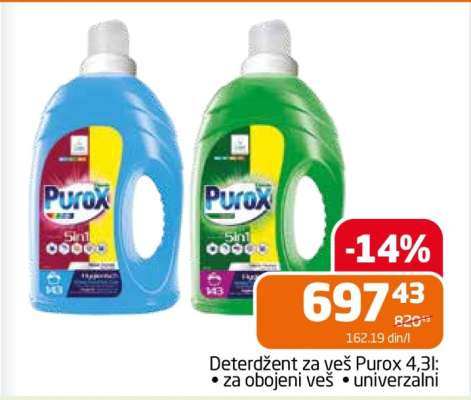 Deterdžent za veš Purox 4,3l
