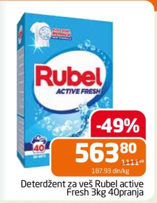 Deterdžent za veš Rubel active Fresh 3kg 40 pranja