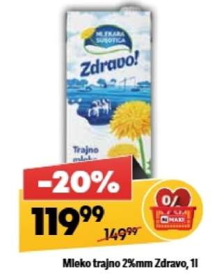 Mleko trajno 2%mm Zdravo, 1l