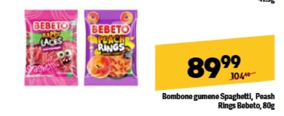 Bombone gumene Spaghetti, Peash Rings Bebeto, 80g