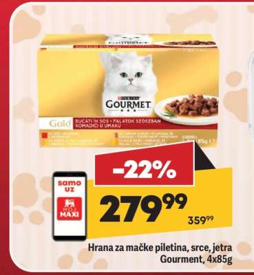 Hrana za mačke piletina, srce, jetra Gourmet, 4x85g