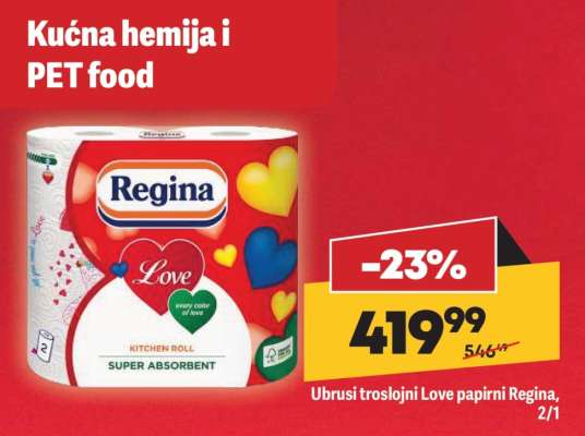 Ubrusi troslojni Love papirni Regina, 2/1
