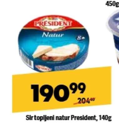 Sir topljeni natur President 140g