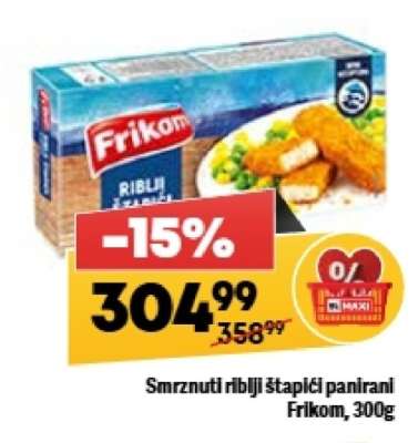 Smrznuti riblji štapici panirani Frikom , 300g
