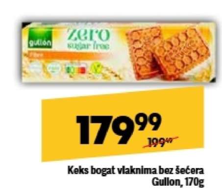 Keks bogat vlaknima bez šećera Gullon, 170g