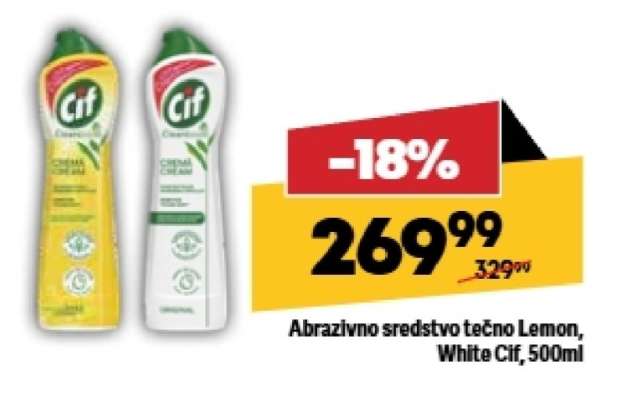Abrazivno sredstvo tečno Lemon, White Cif, 500ml